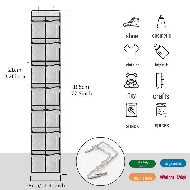 New 24-Compartment Fine Mesh Hanging Shoe Storage Bag with Reinforced Hooks