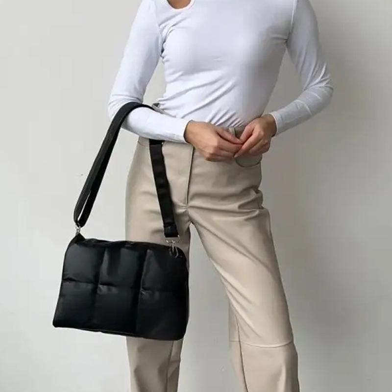 Women's quilted shoulder bag soft cotton pillow-shaped designer shoulder bags luxurious PU leather large bag fashion