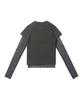 CARGOBROS FOR WOMAN Dot See-Through Long Sleeve Layered Short Sleeve Tee Set (Black/Charcoal)