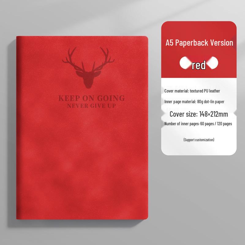 Custom Logo A5 Soft Leather Notebook with Deer Head for Business Meetings