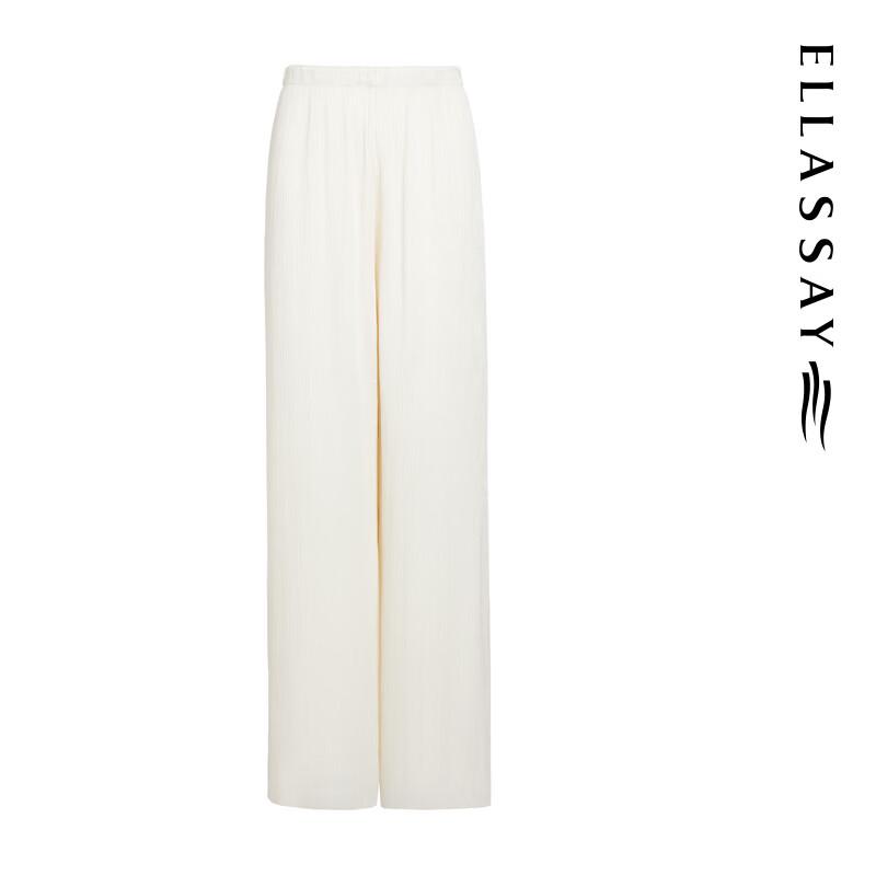 ELLASSAY Women's Micro-Pleated High-Waist Straight-Leg Casual Pants