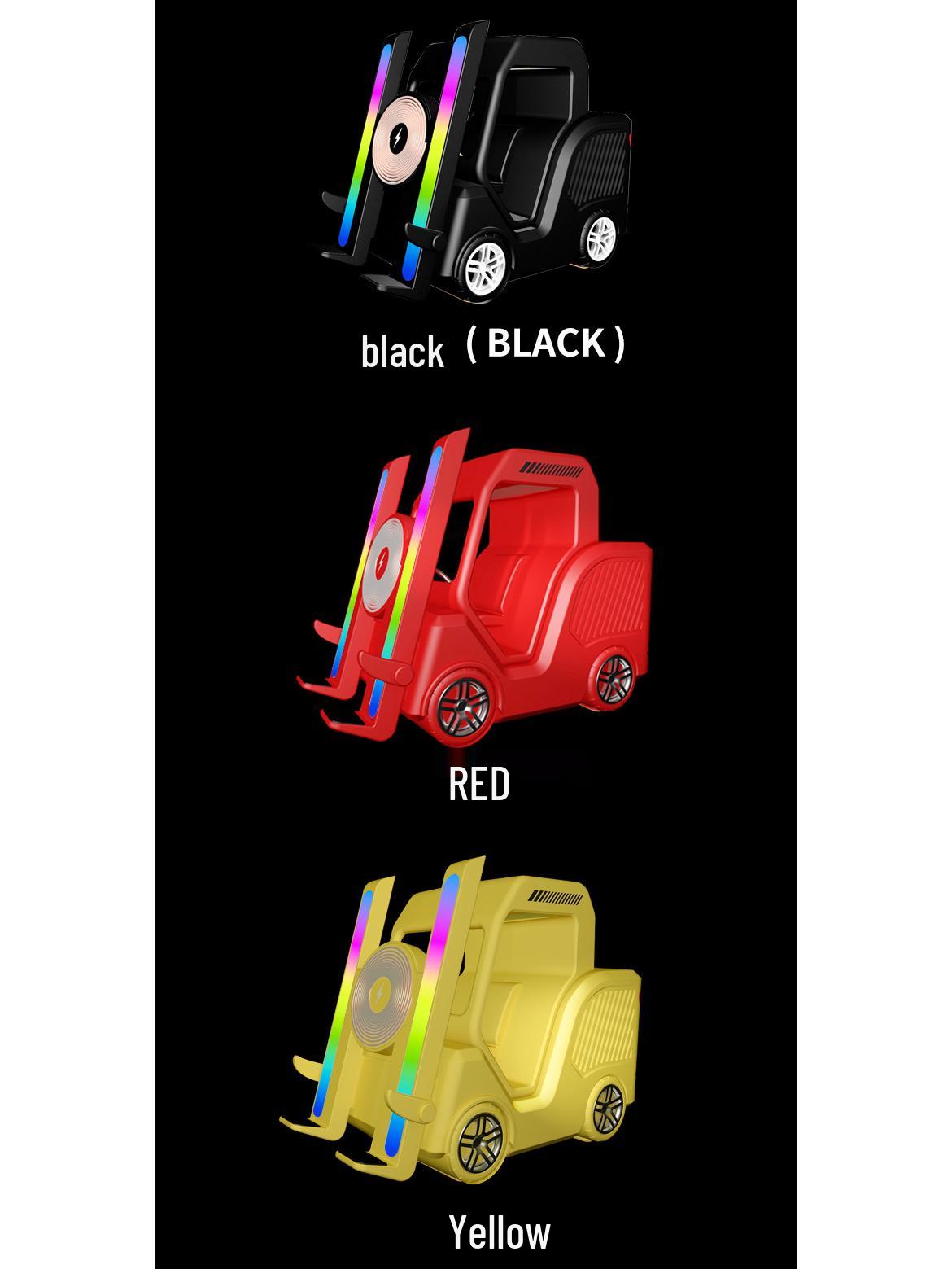 

Многофункциональный RGB держатель для телефона с беспроводной зарядкой для вилочного погрузчика и мини-динамик Bluetooth чёрный