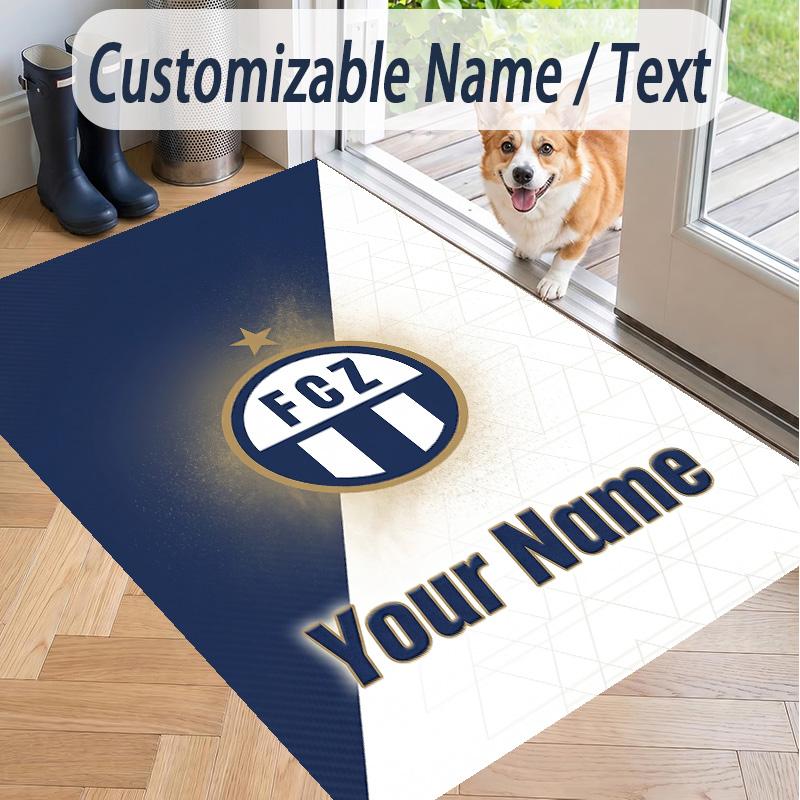 Custom Text Printed Rug FC Zürich Non Slip Floor Carpet For Home Room Decor