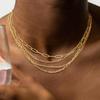 European and American Fashion Multi-Layer Metal Clavicle Necklace - Women's Simple Blade & Figaro Chain