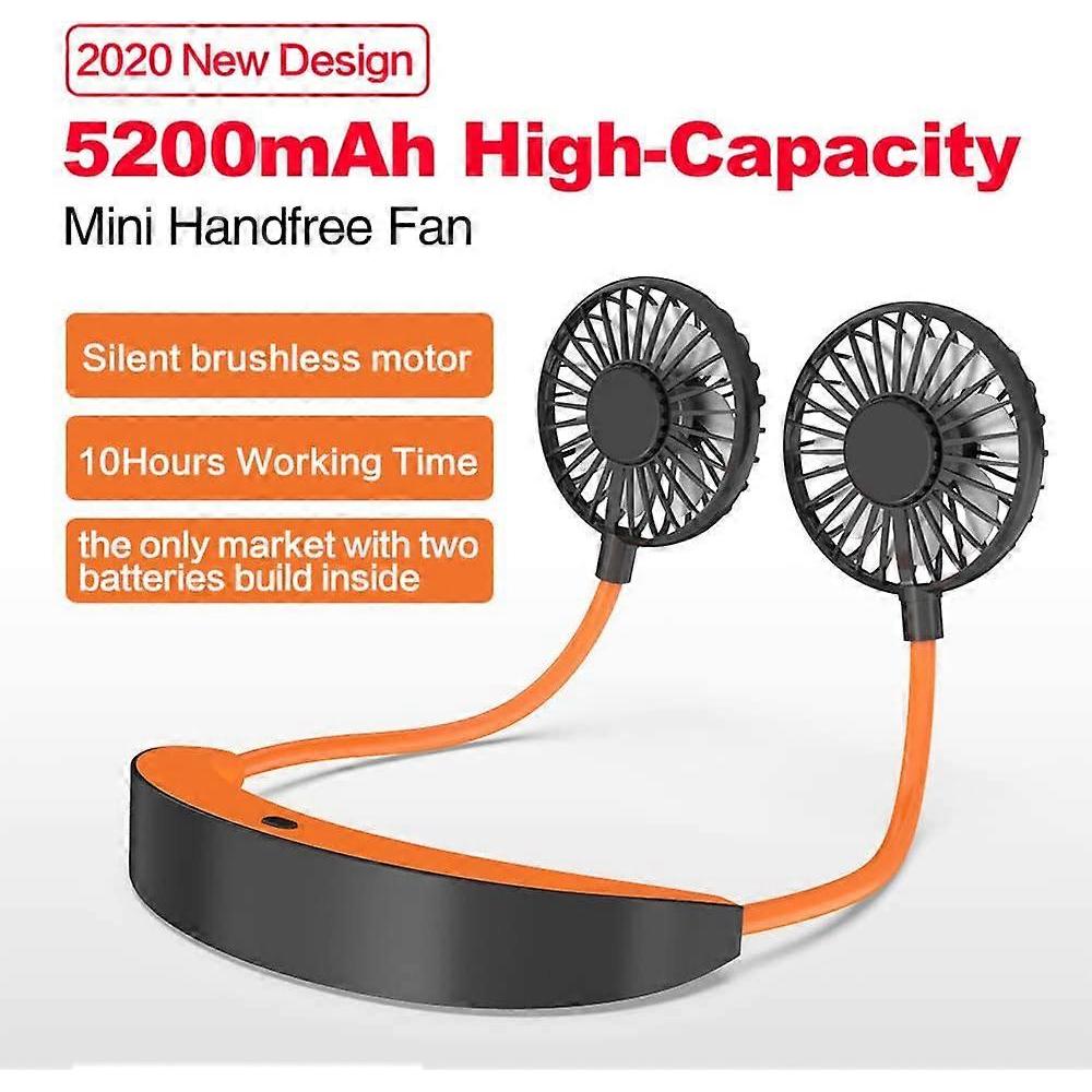 Ventilateur de cou, Ventilateur personnel pliable mains libres, Ventilateur portable rechargeable par USB