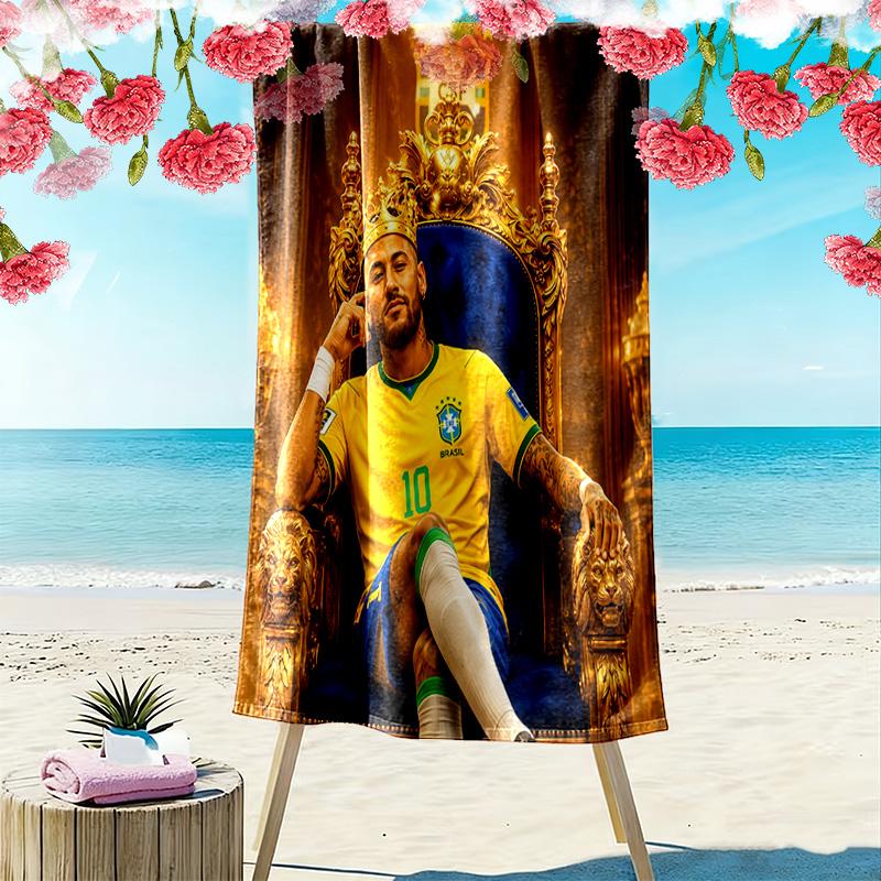 Asciugamano da Spiaggia con Stampa di Neymar, Asciugamano Grande Morbido ad Asciugatura Rapida per Spiaggia Campeggio Nuoto