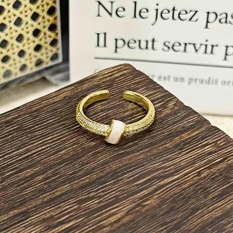 Medieval Gold High-End Elegant Enamel Open Ring Cold Wind Light Luxury Flower Index Finger Ring Female