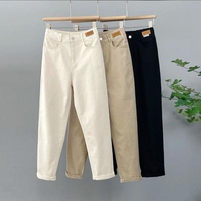 Women Spring Autumn Plus Size Casual Loose Pants Hight Waist Wide Leg Jeans