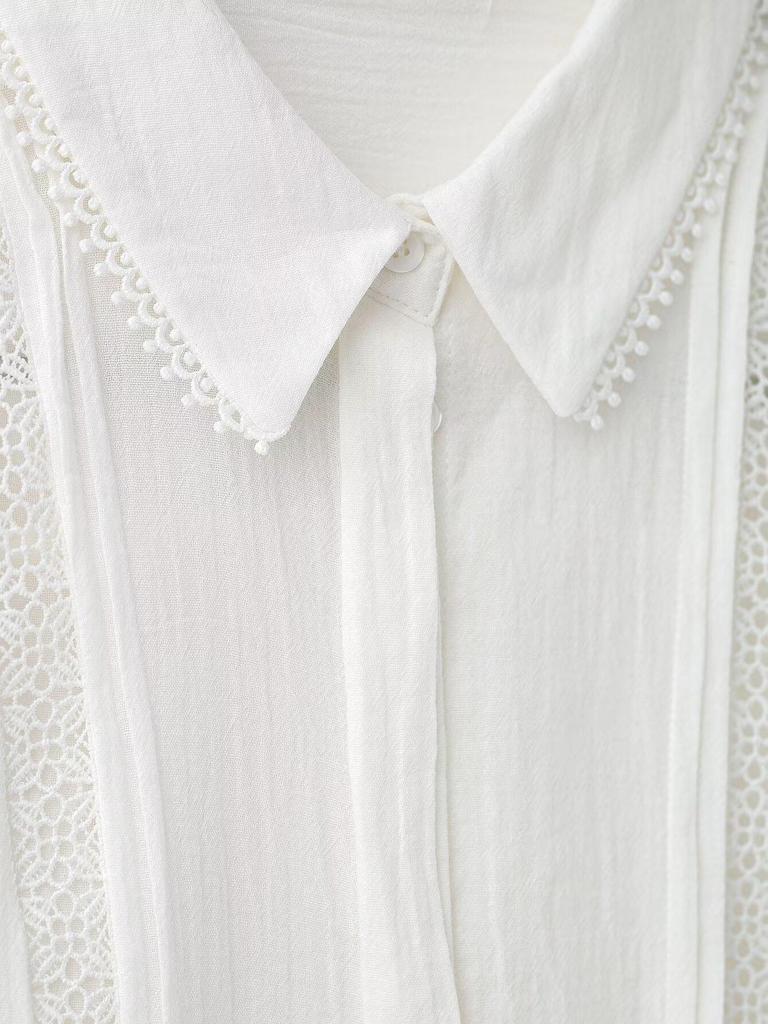 Spring 2025 Women's European-American Style Ruffle Cotton Shirt