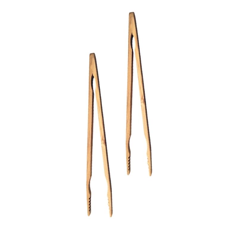 Set of 2 Bamboo Tongs Wood Utensils Bamboo Serving Tool Food Tongs Tea Utensils Suitable for Salads and Snacks