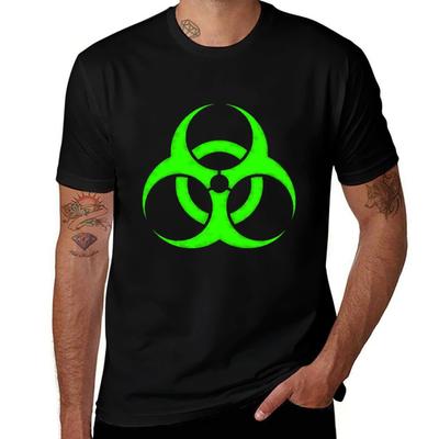 Green Biohazard Sign Tshirt Big Size Short Sleeve Casual Top