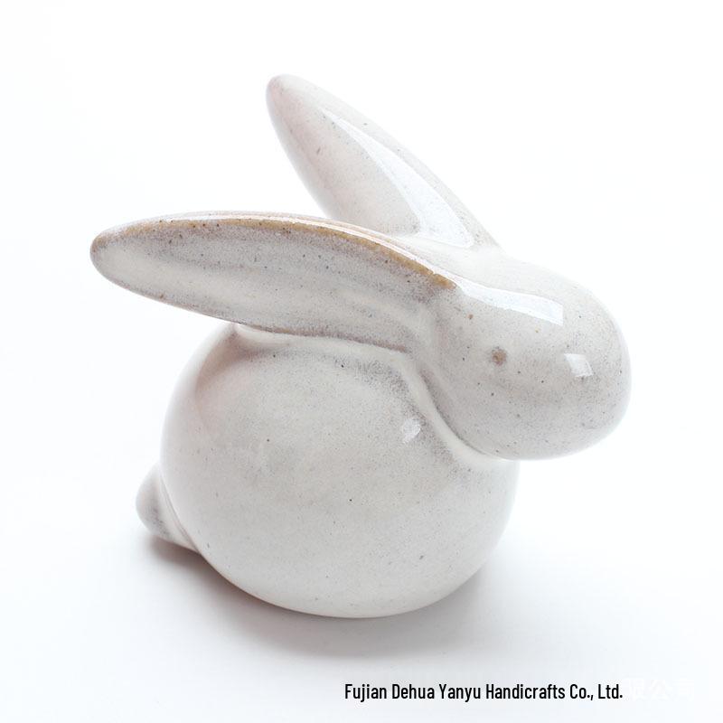 Creative Easter Bunny Ceramic Ornament - Festive Rabbit Gift for Desktop or Garden