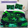 LFC Lourosa 3Pcs Bedding Set Black Yellow Vertical Stripe Lion Badge Print Duvet Cover 2 Pillowcases Football Fan Bedding