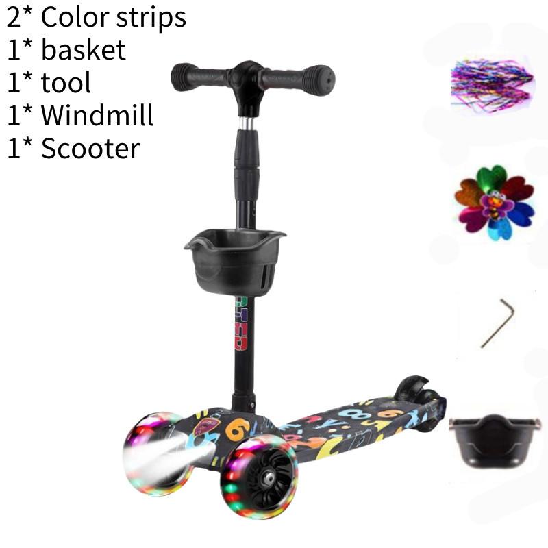 Scooter Adjustable Kids With Music Function Headlight Three Plastic Wheeled