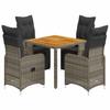 vidaXL Garden Bistro Set 5 Pcs Cushions Gray Poly Rattan