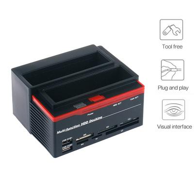 2.5/3.5" SATA IDE HDD Enclosure Mobile Hard Disk Box HDD Docking Station USB 2 Ports USB 2.0 Hub MS/M2/XD/CF/SD/TF Card Reader
