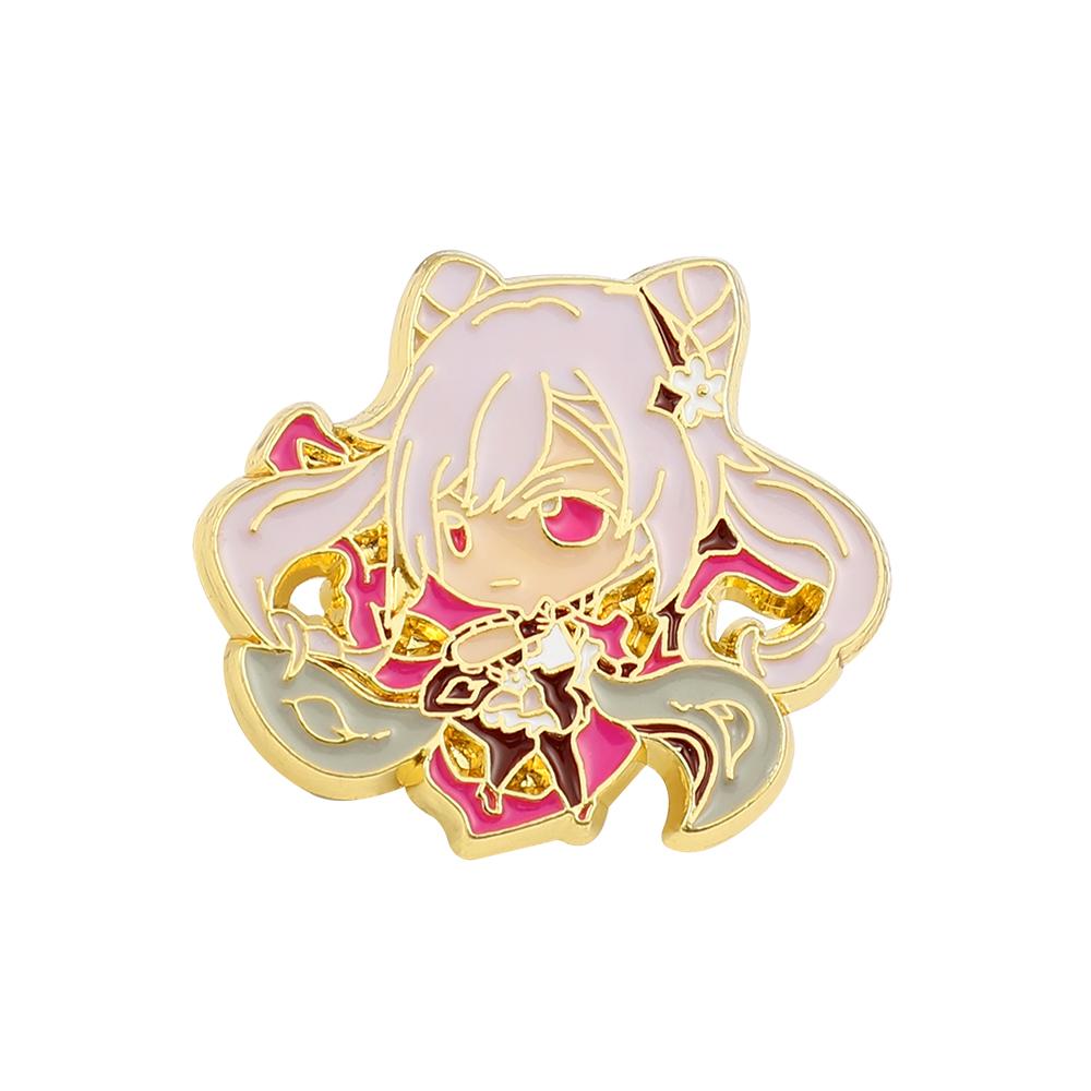 Game Genshin Impact Brooch Diluc Barbara Fischl Klee Paimon Cartoon Character Pins Badge Jewelry Accessories Gift for Fans