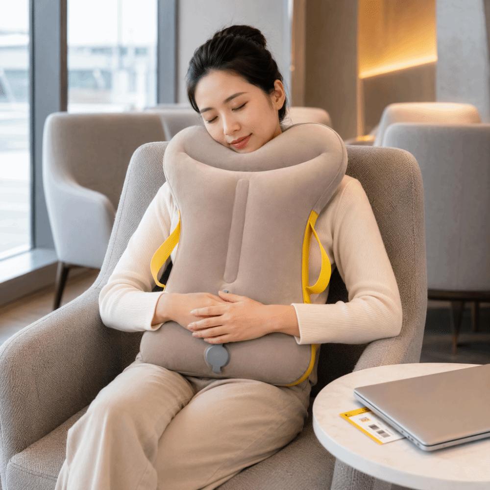 Ergonomic Support Inflatable Travel Pillow Lightweight Travel Neck Pillow Office Rest