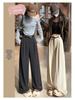 2026 Spring/Summer Women's High-Waisted Slim Wide-Leg Floor-Length Pants
