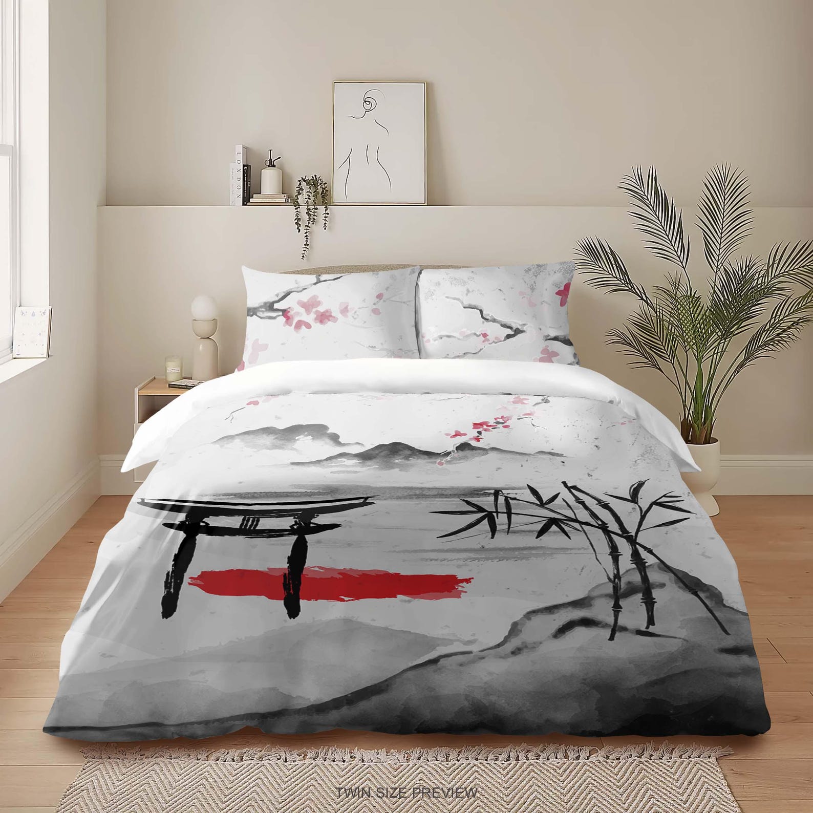 

Sakura Bedding Set: Japanese Cherry Blossom Duvet Cover, B236 140x200cm