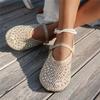 Women's Fashion Flat Shoes, Summer New Mesh Rhinestone Mary Jane Shoes, One Buckle Casual Flats