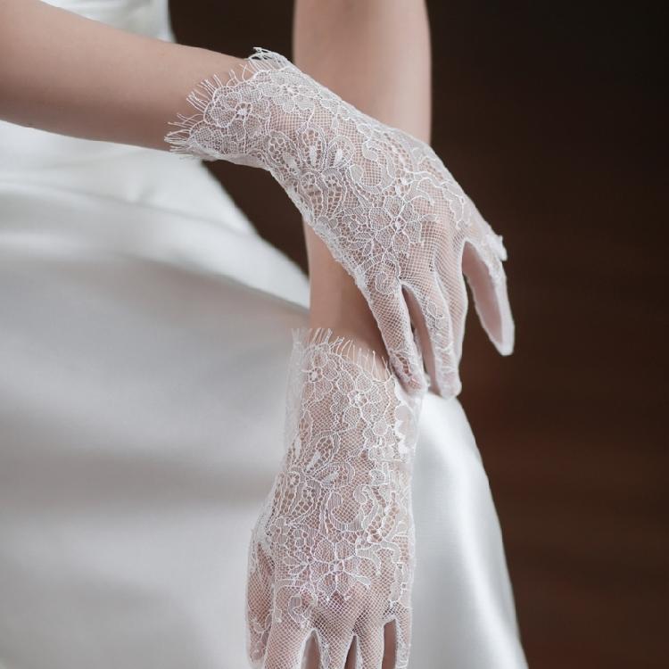 Elegant Fingerless Gloves Flower Brimmed Unique Outfits Lace Gloves for Flapper Bride Wedding Dancing Accessories