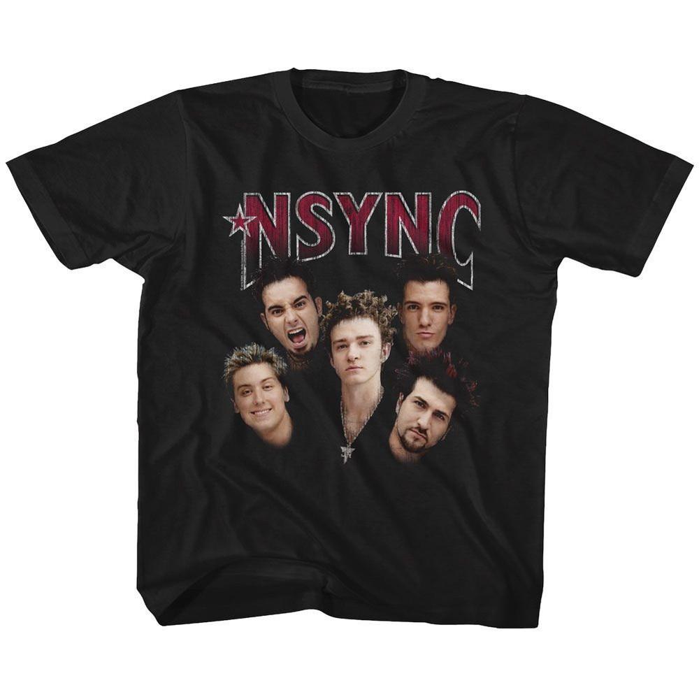 Kids NSYNC Band Photo Black Pop Music Boy Band Shirt XL