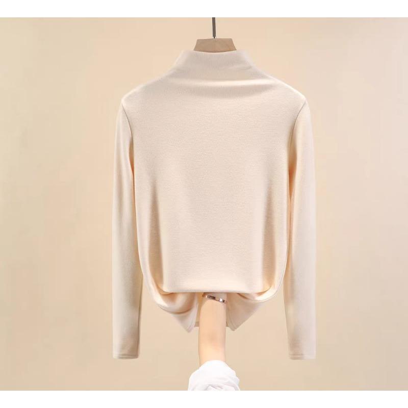 Women Plus Size Half High Collar Long Sleeve Slim Warm Thermal Base Top