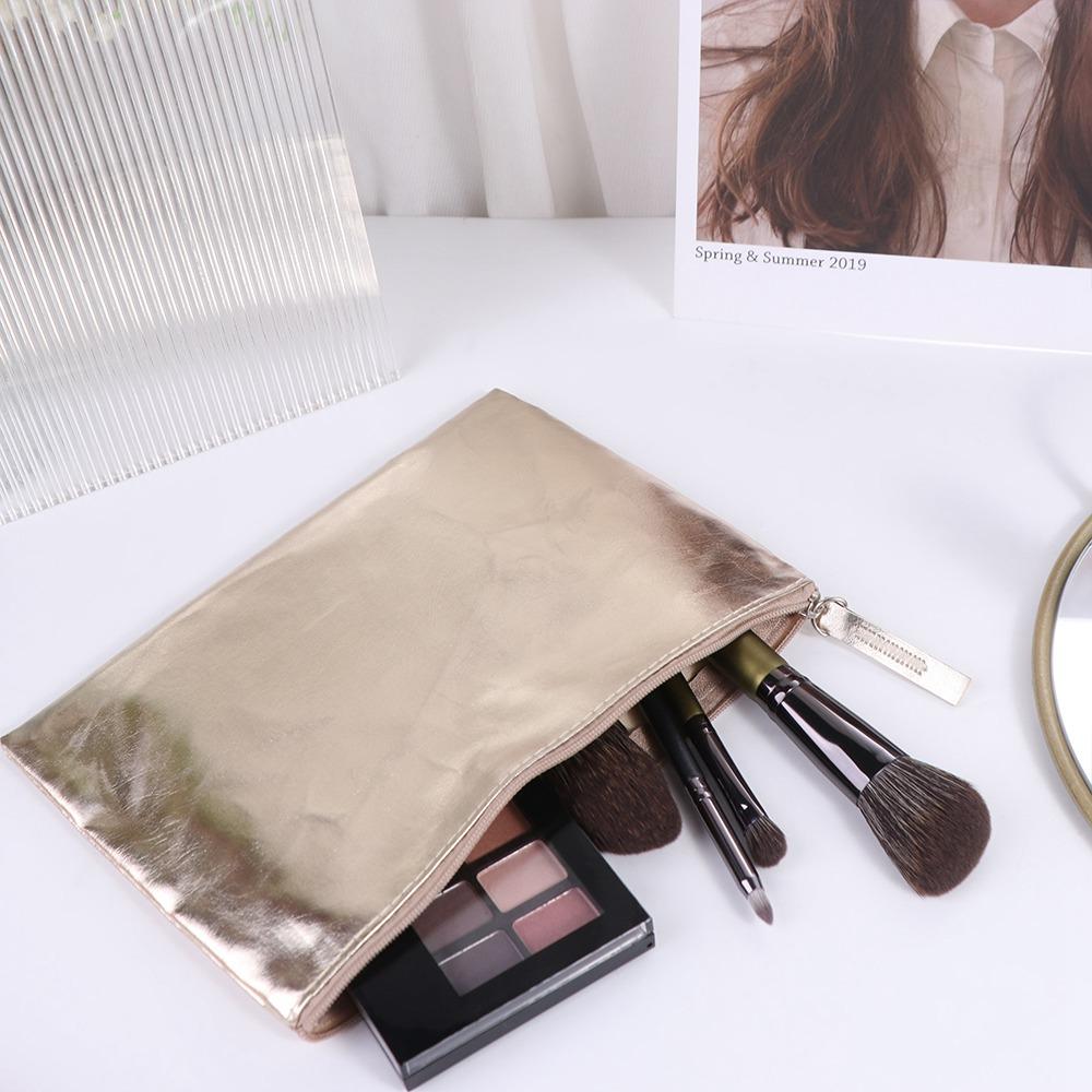 Cosmetic Bag Bright PU Coin Purse Solid Color Small Item Bag Simple Zipper Coin Purse Men