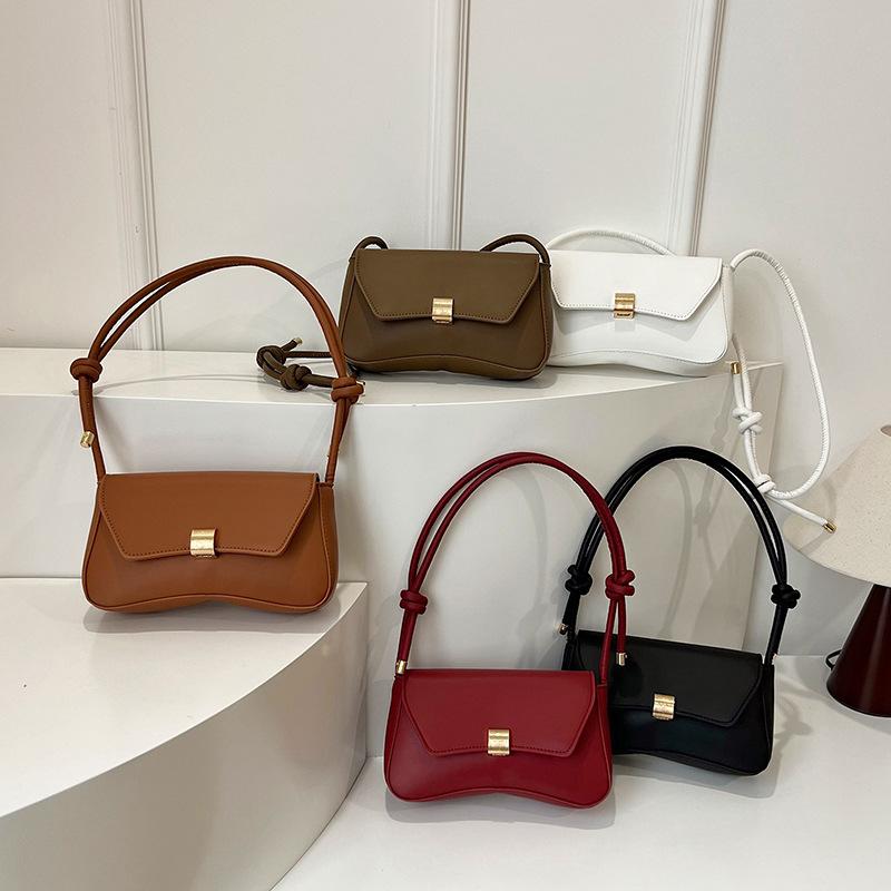 Women Retro Small Baguette Bag Vintage Underarm Shoulder Crossbody Handbag For Ladies