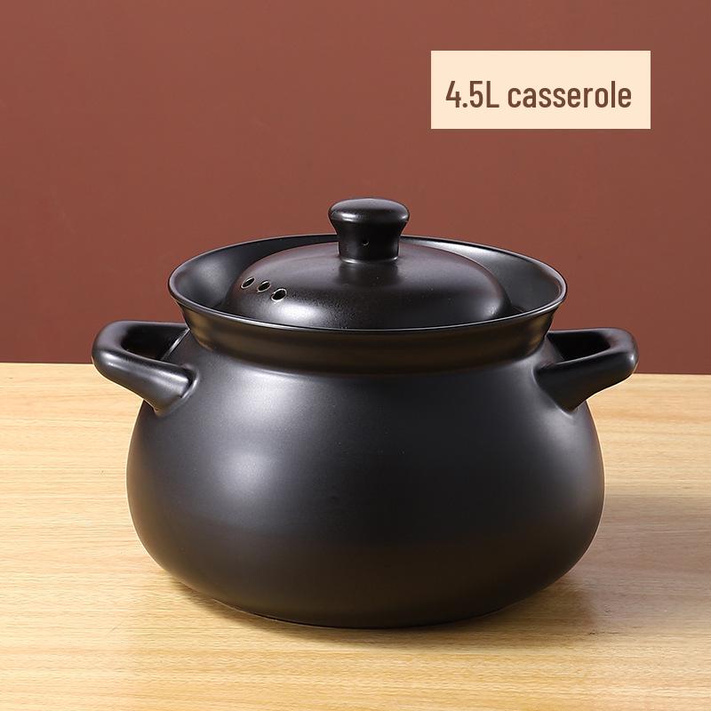 Tradiční hliněný kastrol - Odolný vysokým teplotám, Bezpečný pro otevřený oheň, Keramický hrnec na dušení a polévku pro domácí použití