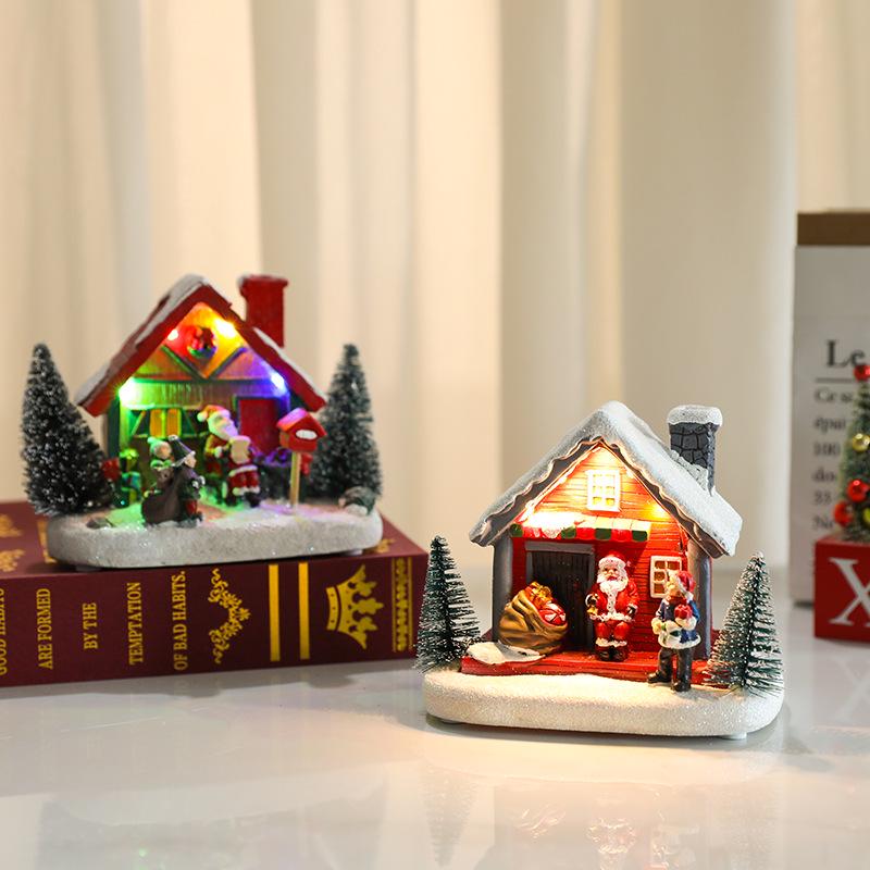 Weihnachts leuchtendes Harzhaus-Ornament für Zuhause, Hotel oder Einkaufszentrum-Dekoration – Perfektes kleines Geschenk