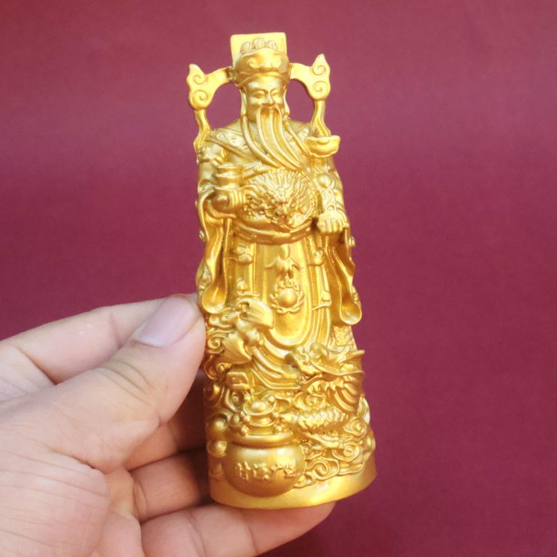 Gold-Plated Wealth God Buddha Statue Ornament for Home and Shop Worship Ruyi Bodhisattva Metal Craft Gift Wholesale
