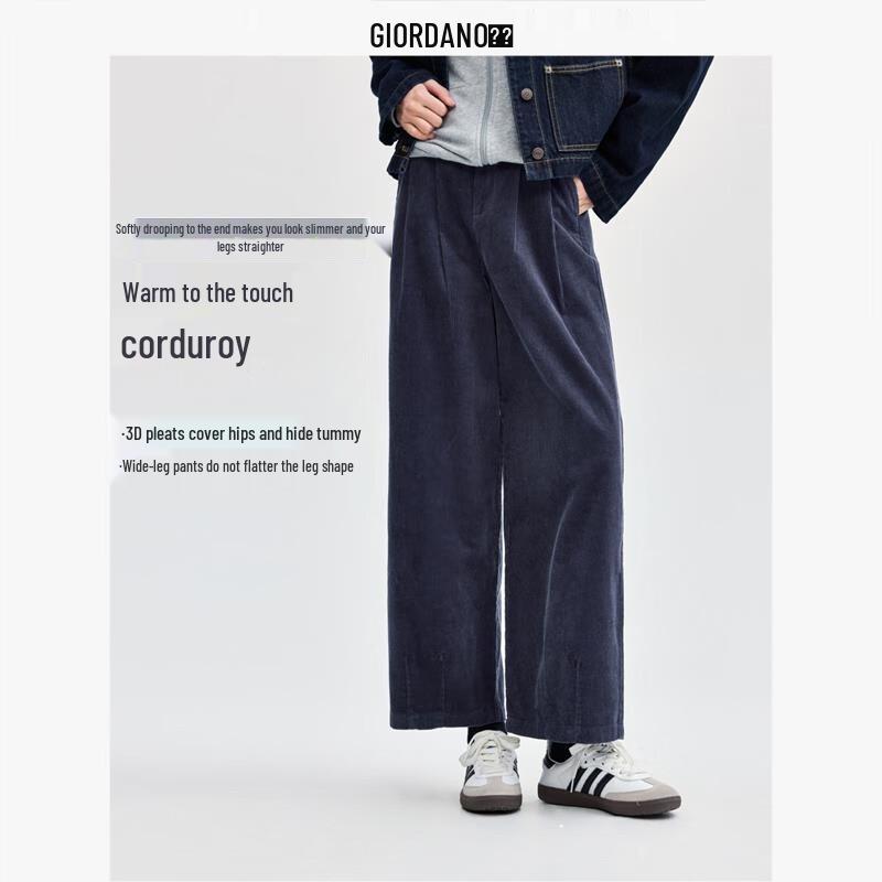 

Женские укороченные брюки Giordano в стиле ретро из вельвета с плиссировкой и широкими штанинами XL