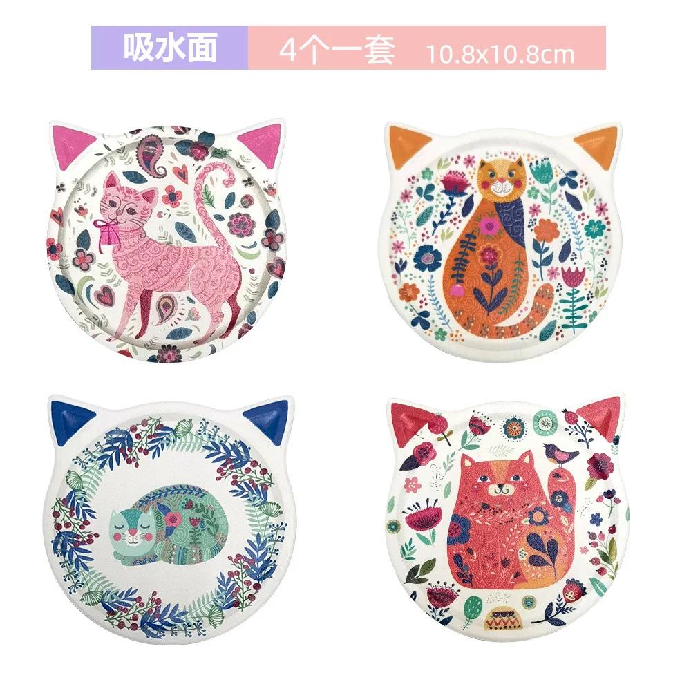 

Милая керамическая подставка в форме кошки, теплоизоляционная подкладка, держатель для стакана с водой, кофейной чашки, нескользящий коврик 10x10x0.7cm