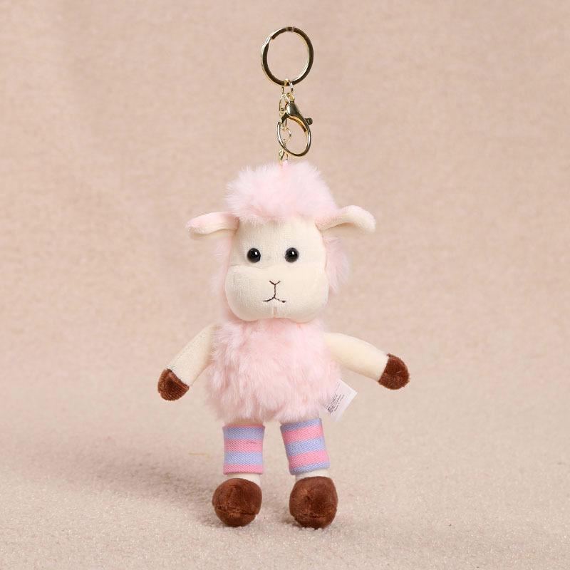 Cute Cartoon Plush Sheep Keychain Soft Fluffy Fabric Bag Charm for Women Girls Backpack Pendant Creative Gifts