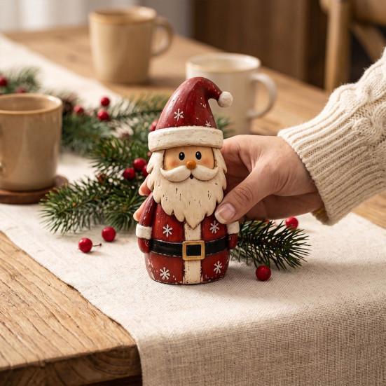 Poplar Plywood Holiday Gifts Christmas Wooden Tabletop Figurine, Hand Painted Santa Reindeer Cat Decor, Rustic Farmhouse Style Wood Ornaments Statues