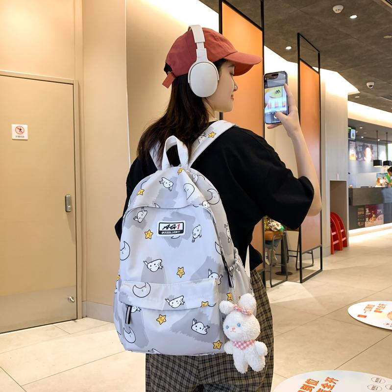 Sports Backpack Printed Student Schoolbag Large Capacity Water-resistant Outdoor Travel Backpack