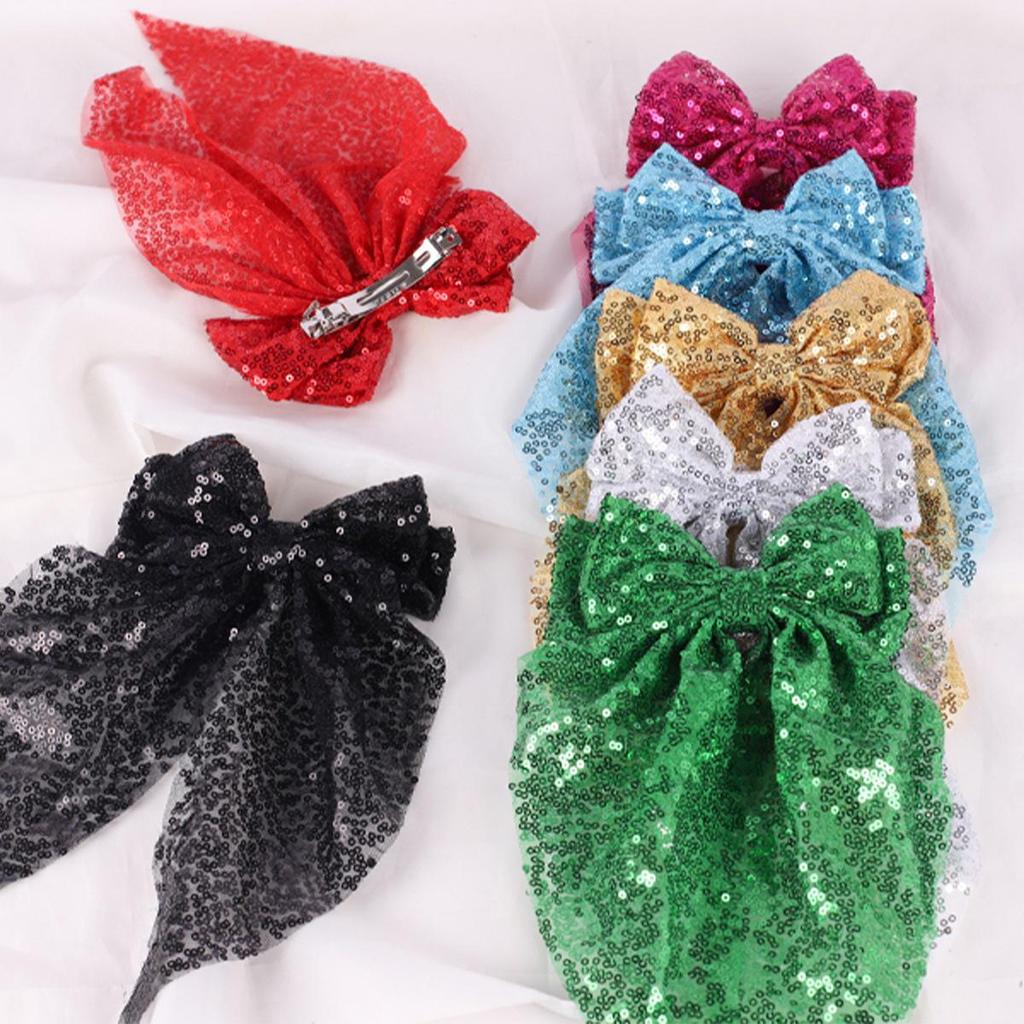 Elegante Pailletten Schleife Netzband Haarspange – Festliches Party Haaraccessoire