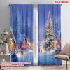 2pcs,2D Plane Printing Pattern Curtains Christmas Tree Snow Scenery Versatile 100% Polyester (without Rod) Versatile All Ldeal