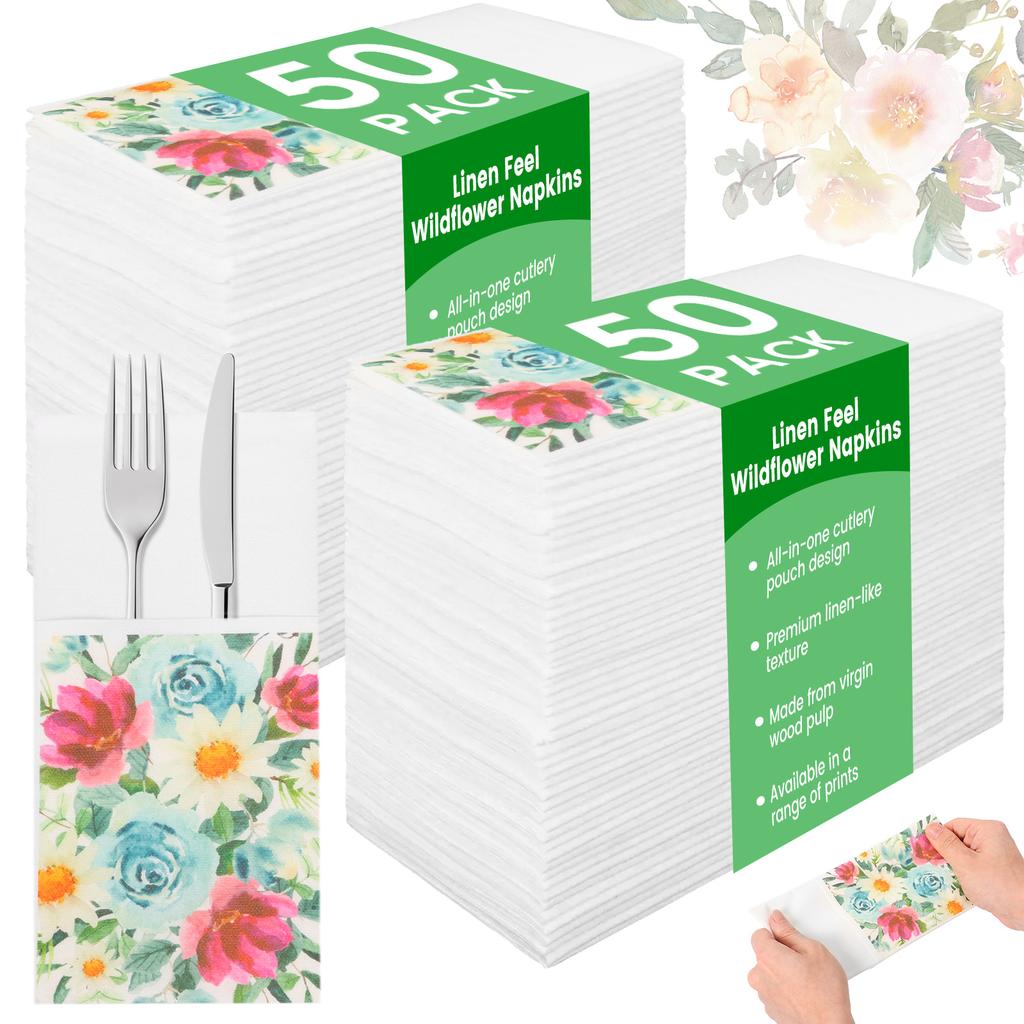 100Pc Linen Feel Paper Napkins Elegant Paper Napkins Multipurpose Safe Linen Feel Napkin for Wedding Silverware Party Restaurant