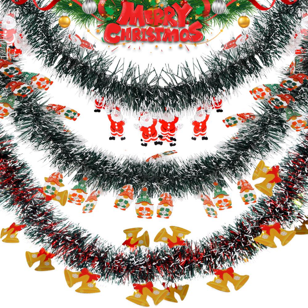 Christmas Ribbon 2m/78.7in, DIY Old Man Bell Wool Top Ornaments Christmas Tree Window Decoration Rudolph Ribbon Pendant Lace