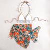 1011 European and American Ruffle Edge Split Swimsuit Female Sexy Beach Skirt Three-piece Bikini Bikini Igo Clothing