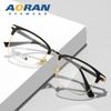 Ultralight Titanium Semi-Rimless Eyeglass Frame for Men with Large Faces