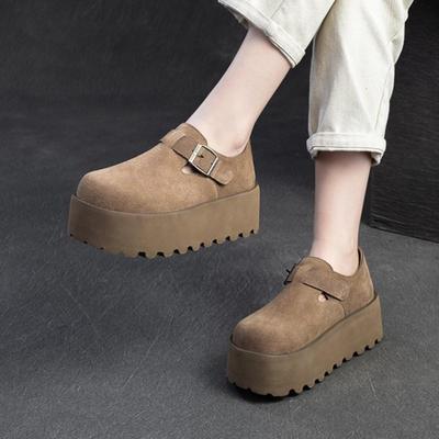 Mocassini retrò con suola spessa, casual, con rialzo in altezza, versatili, scarpe con plateau basse da donna