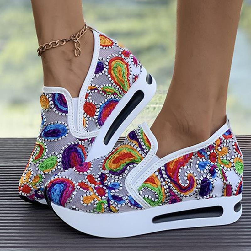 

Fashion Fashion Mix Color Embroider Sports Shoes Women 2025 Breathable Mesh Platform Sneakers for Woman Wear Resistant Shoes Female 42