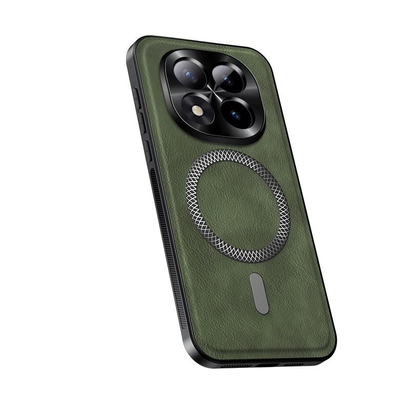 For Redmi Note 15 14 13 Pro Plus High End Leather Metal Magnetic Ring Phone Case