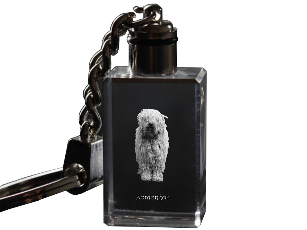 Komondor, Owczarek węgierski, Mop Dog - Kryształowy brelok ze zdjęciem psa, podświetlany brelok, wyjątkowy prezent od marki Art-Dog