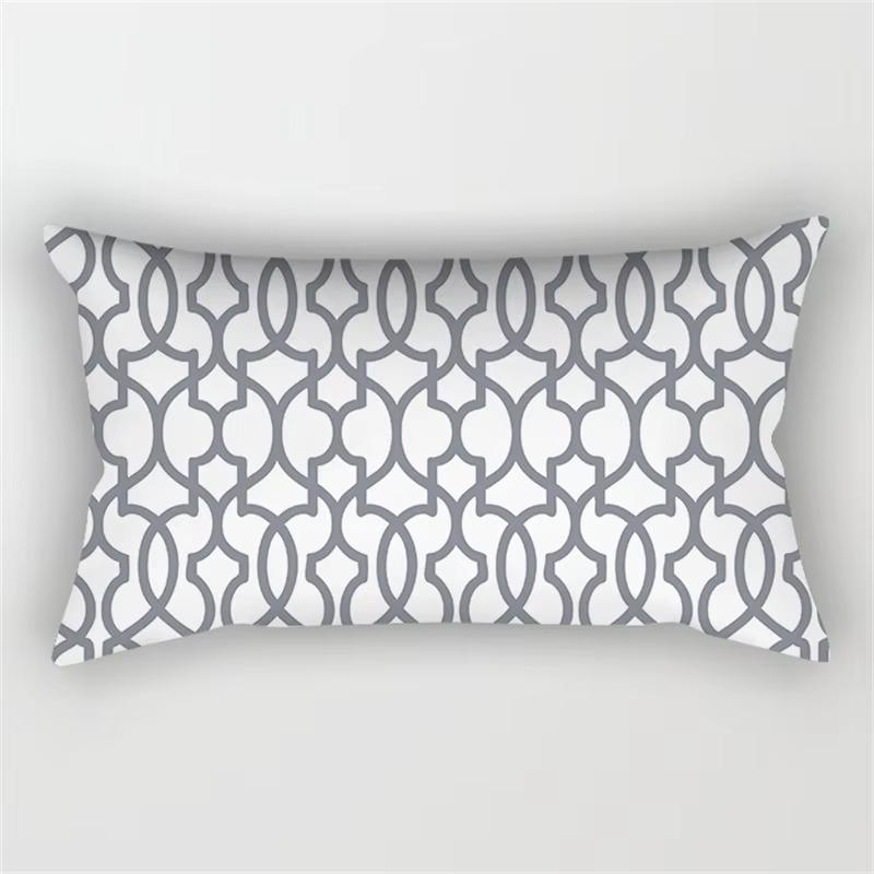 Patchwork Grey Geometric Pattern Print Decoration Bedroom Living Room Office Waist Support Home Rectangular Pillowcase