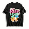 Trendy Rizz Level 67 Waffle Print Casual Top For Streetwear Lovers Pure Cotton T-shirt